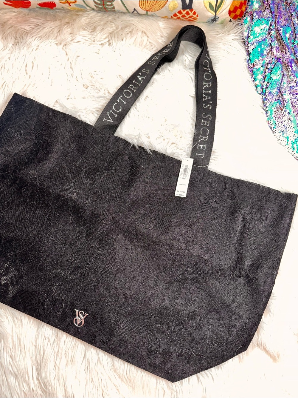 VS • Lace and Rhinestone Snap Closure Tote - Picture 16 of 17